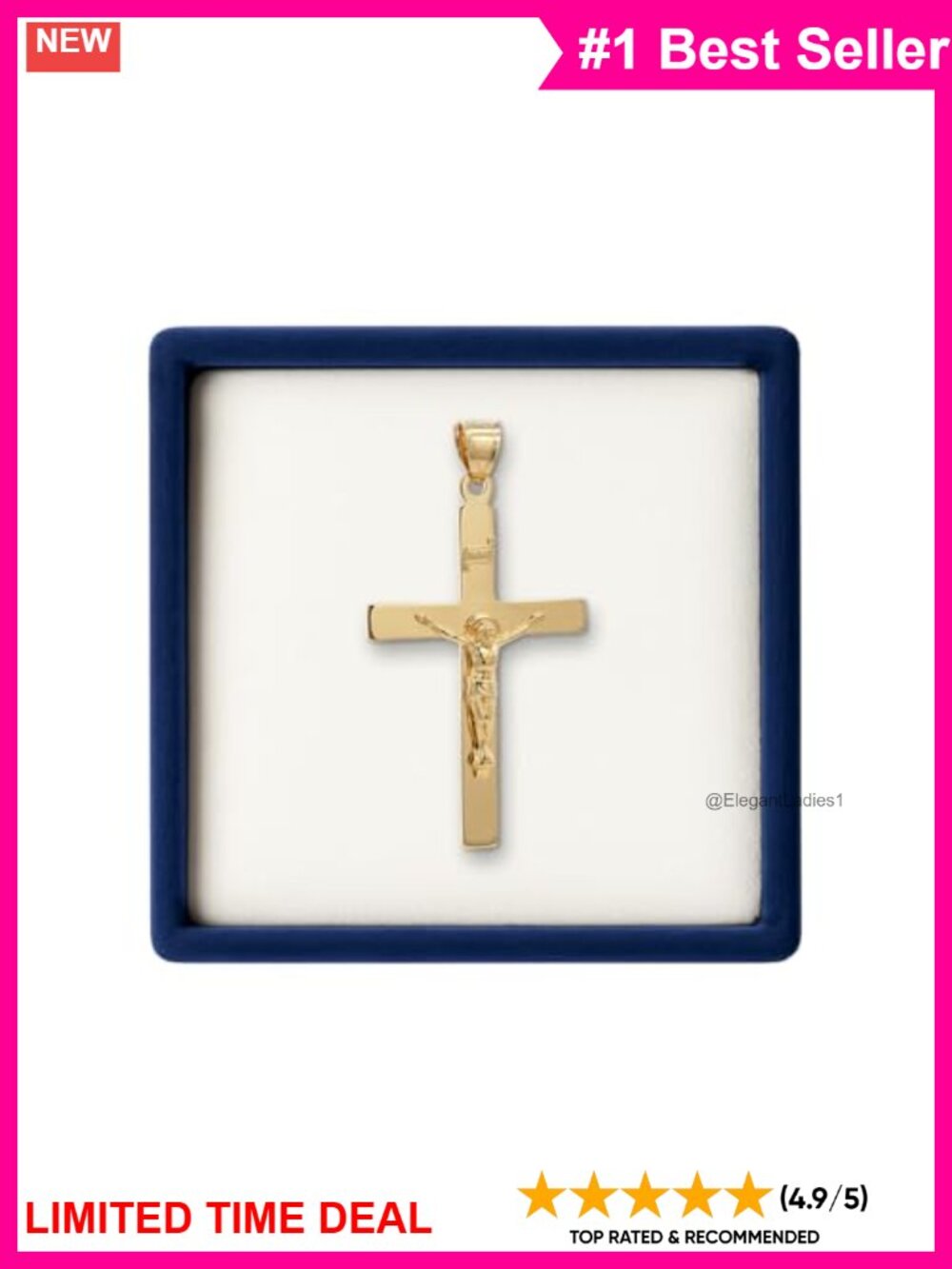 14K Gold-Filled Crucifix Pendant 1.12in Religious Necklace Charm